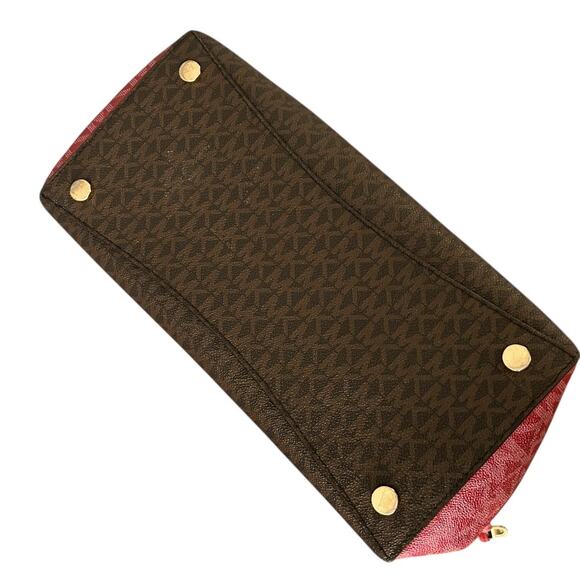 Michael Kors Voyager East West Large Saffiano Leather Tote Crimson Colorblock - Picture 6 of 12